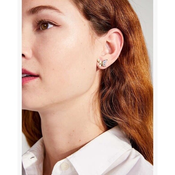 NWT Kate Spade New York Social Butterfly Studs in Gold - Picture 2 of 6